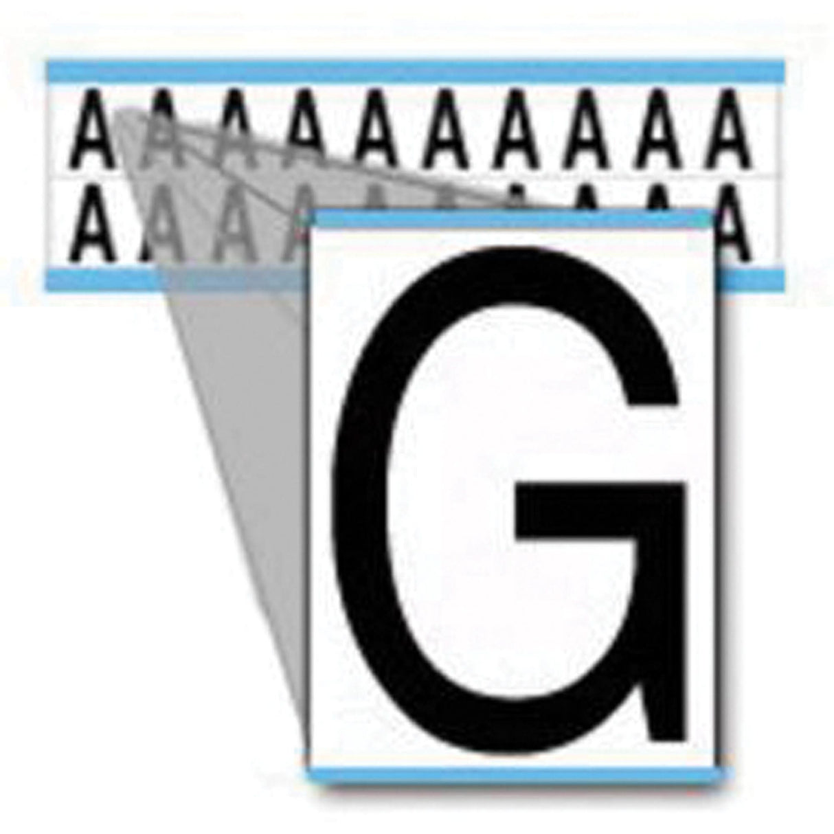 Individual Number and Letter Labels, G, 5/8" H, Black on White
