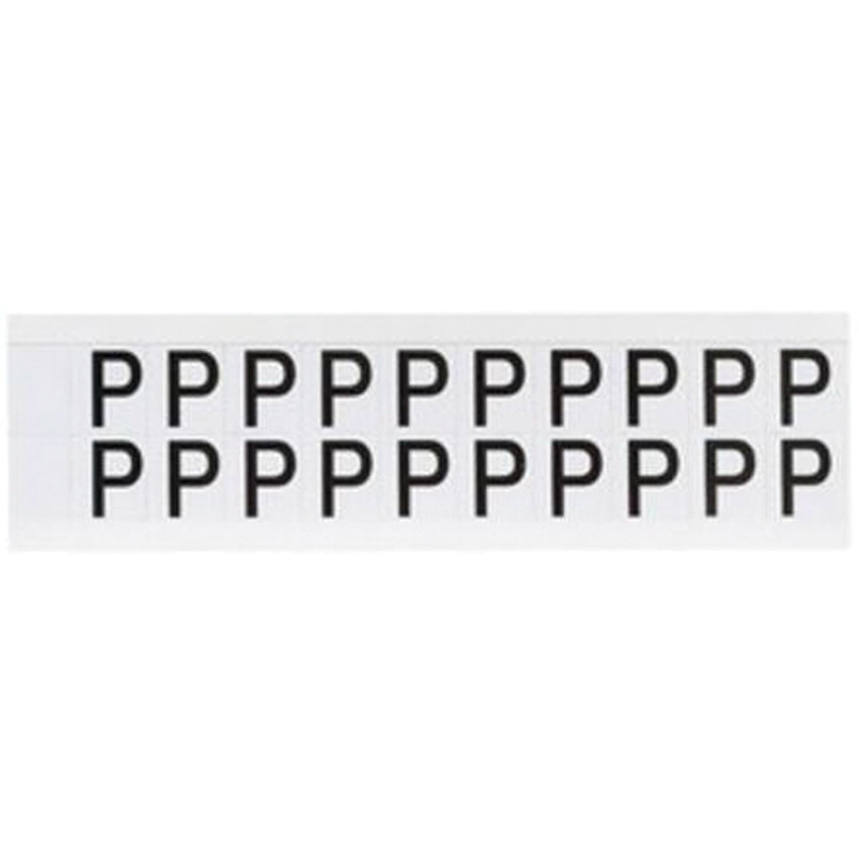 Individual Number & Letter Labels, P, 5/8" H, Black on White