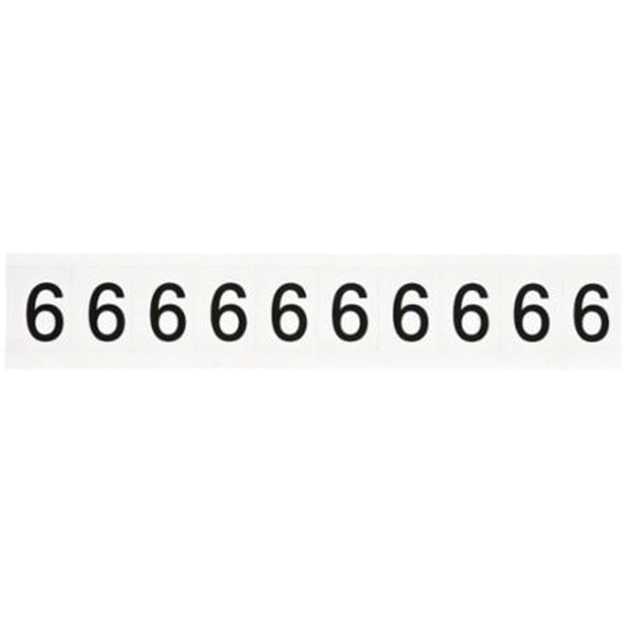 Individual Number and Letter Labels, 6, 1" H, Black on White