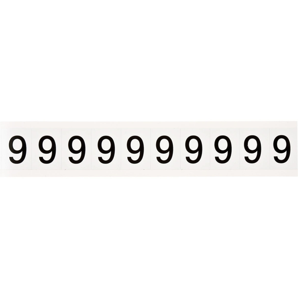 Individual Number and Letter Labels, 9, 1" H, Black on White