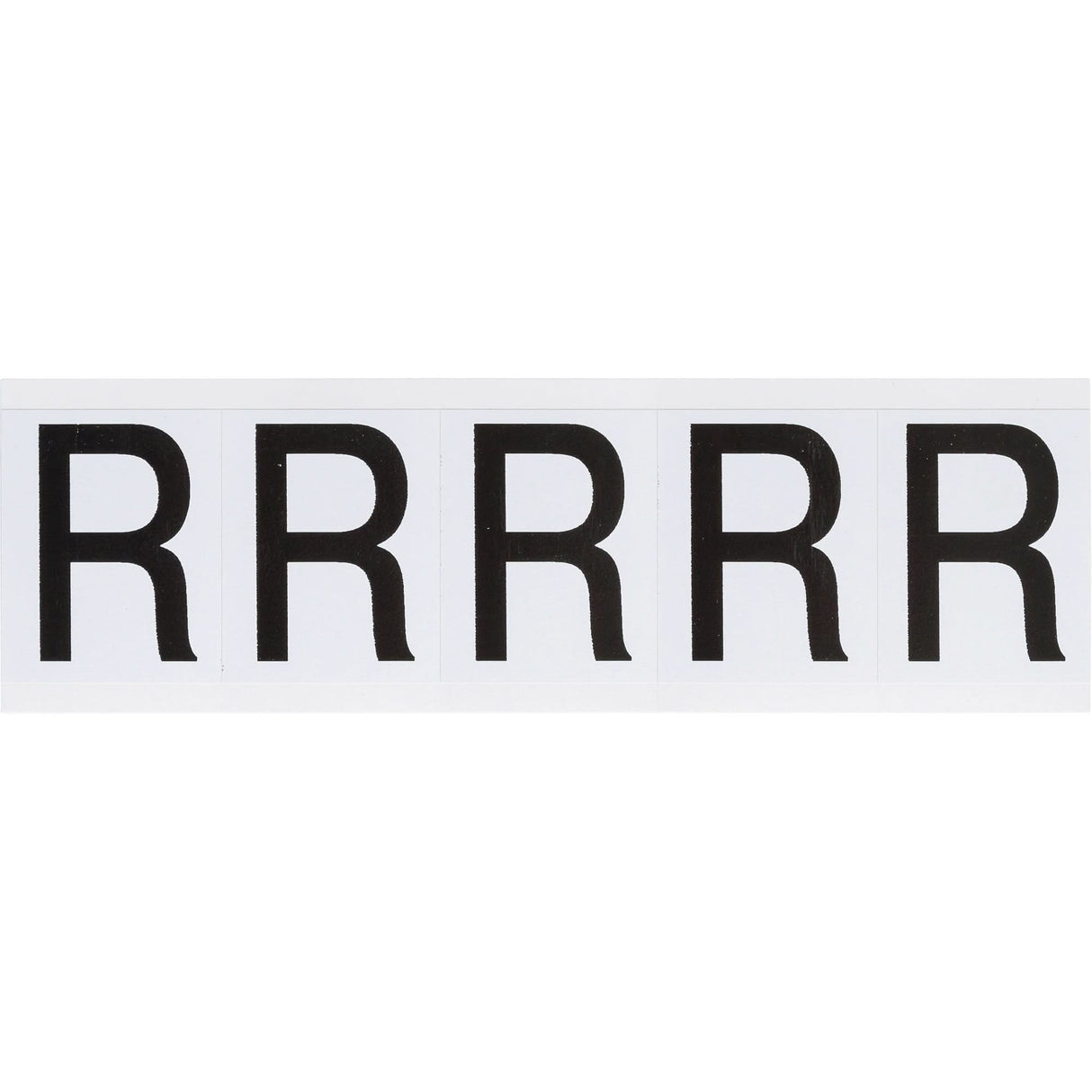 Individual Number & Letter Labels, R, 2" H, Black on White