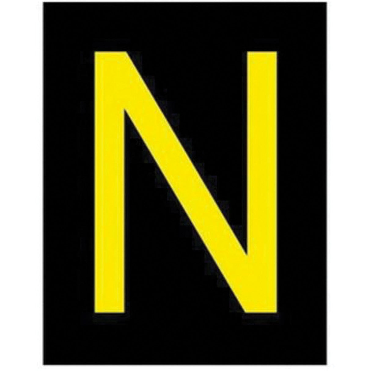 Reflective Individual Number & Letter Labels, N, 2-1/2" H, Yellow on Black