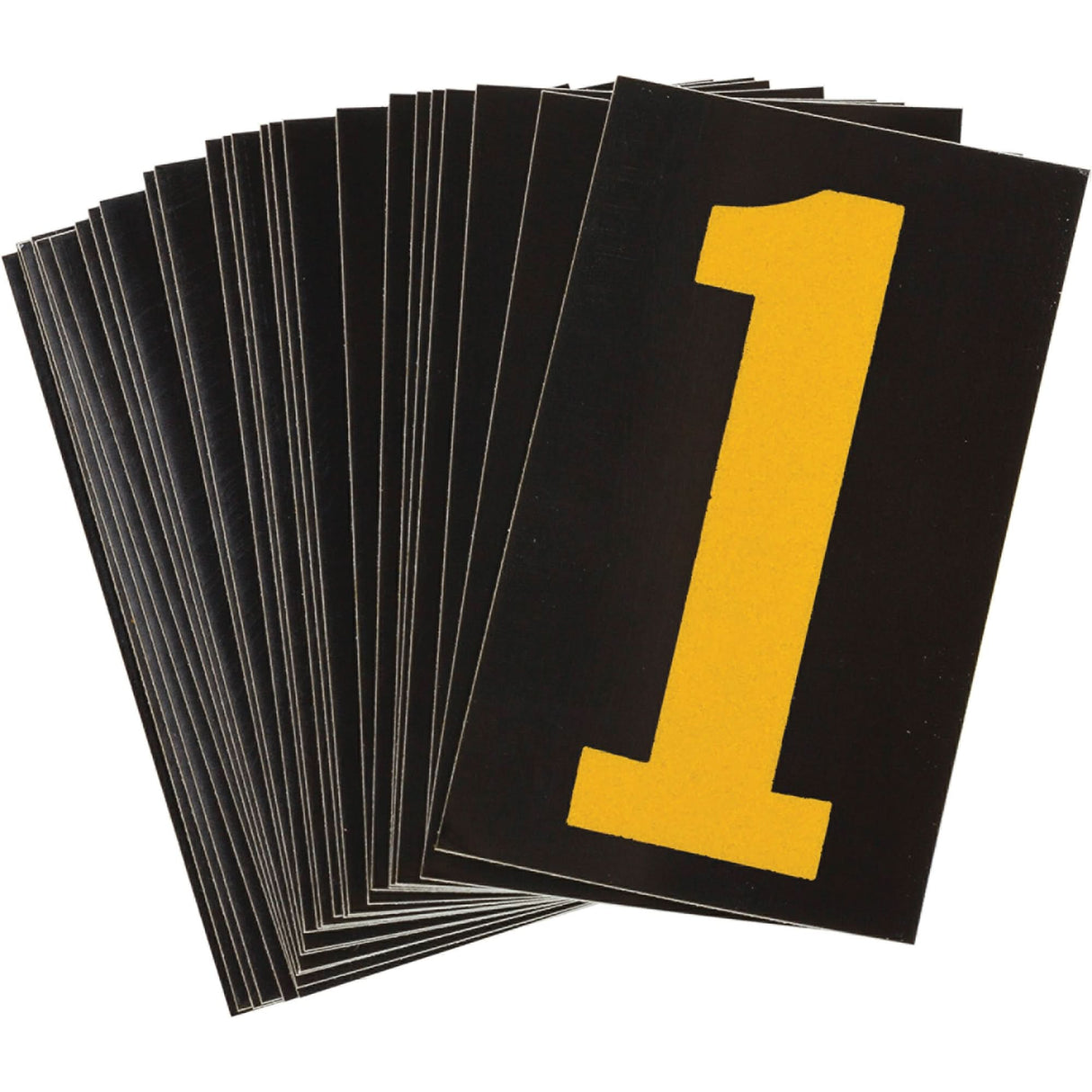 Reflective Individual Number and Letter Labels, 1, 1-1/2" H, Yellow on Black