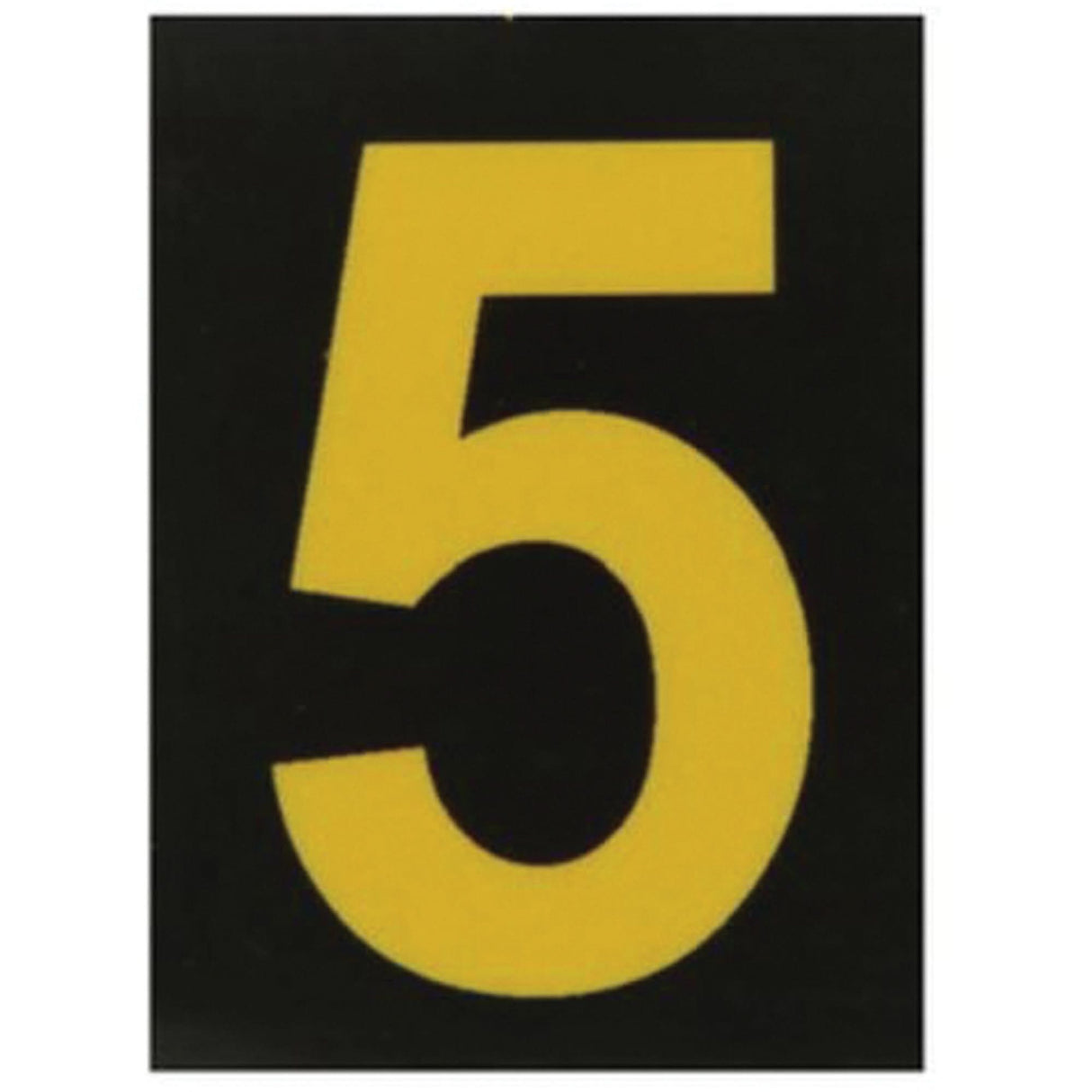 Reflective Individual Number and Letter Labels, 5, 1-1/2" H, Yellow on Black