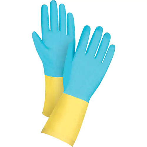 Premium Dipped Chemical-Resistant Gloves, Size Large/9, 12" L, Neoprene/Rubber Latex, Flock-Lined Inner Lining, 20-mil