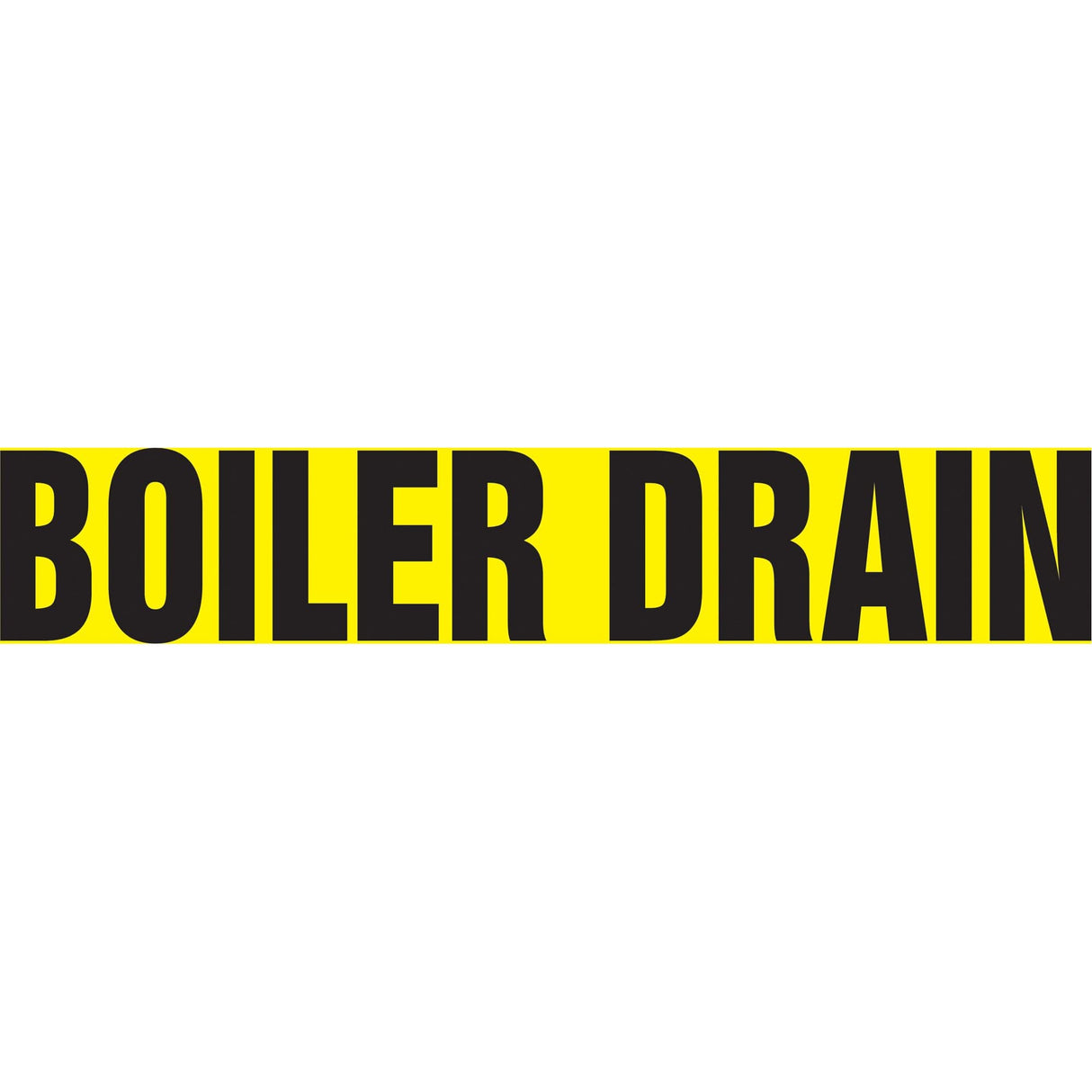 "Boiler Drain" Pipe Marker, Self-Adhesive, 1" H x 8" W, Black on Yellow