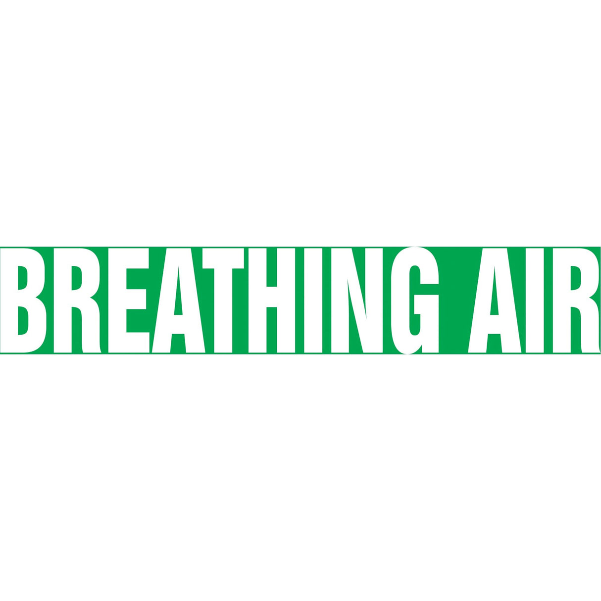 "Breathing Air" Pipe Marker, Self-Adhesive, 1" H x 8" W, White on Green
