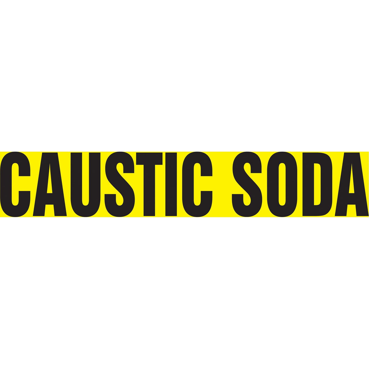 "Caustic Soda" Pipe Markers, Self-Adhesive, 4" H x 24" W, Black on Yellow