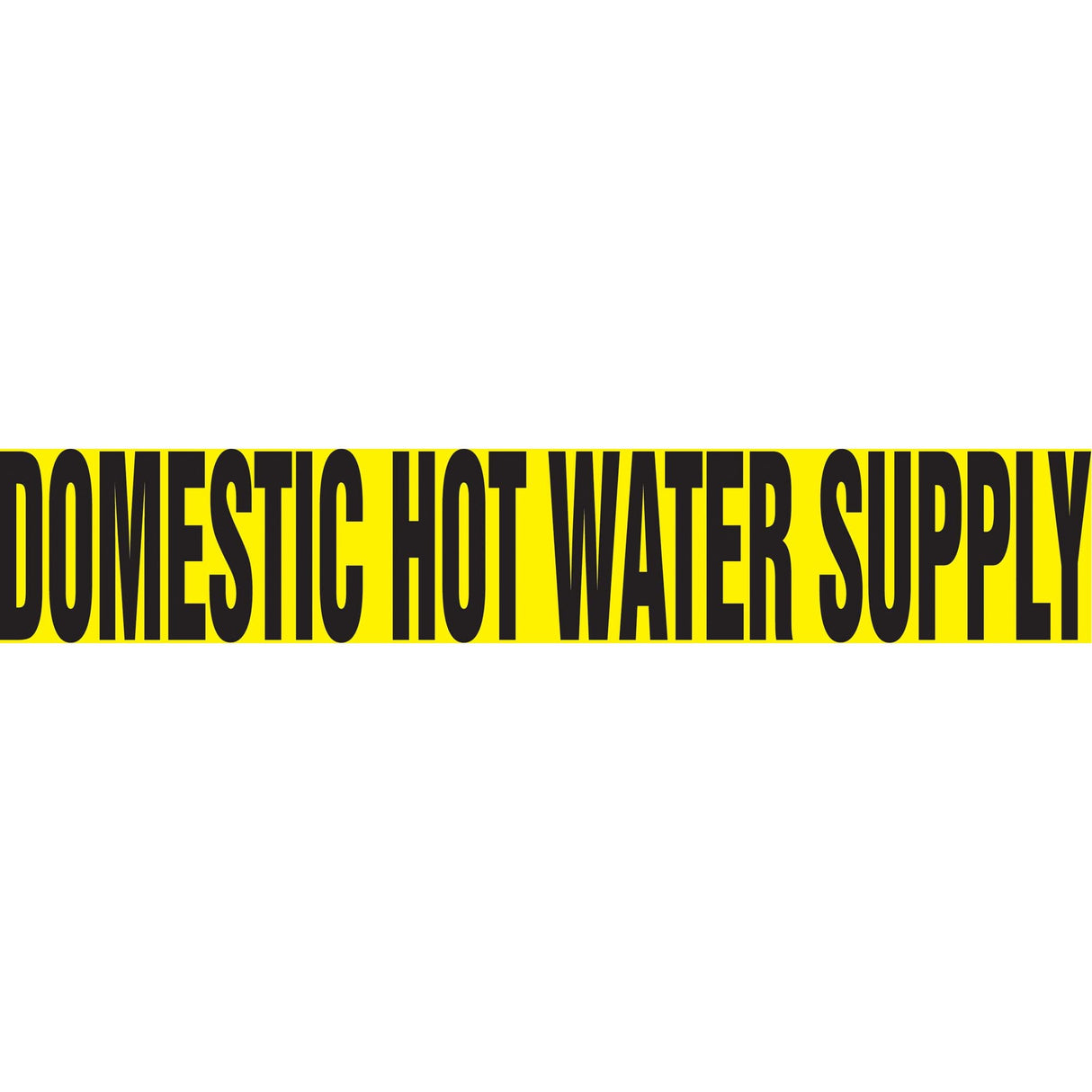 "Domestic Hot Water Supply" Pipe Marker, Self-Adhesive, 1" H x 8" W, Black on Yellow