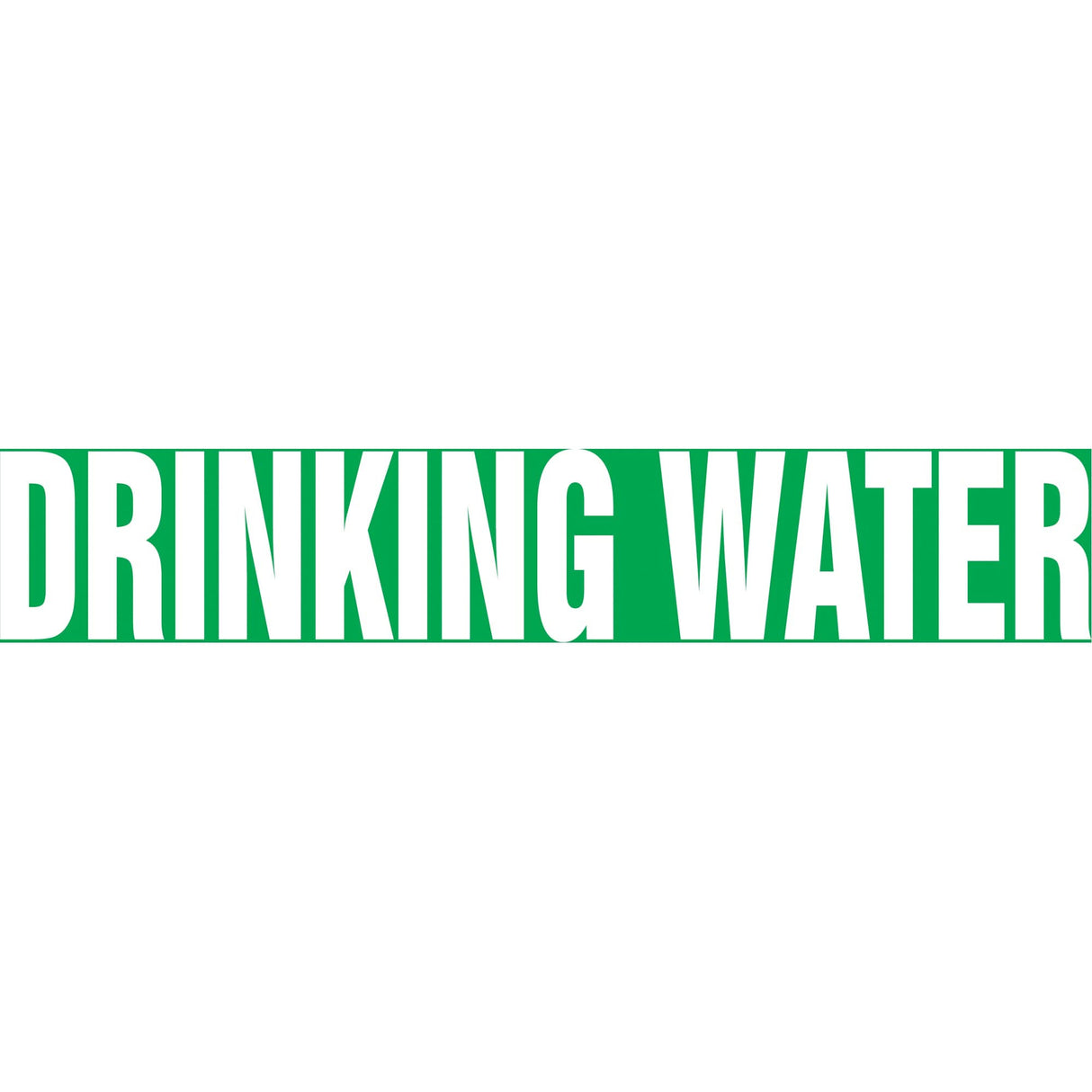 "Drinking Water" Pipe Marker, Self-Adhesive, 1" H x 8" W, White on Green