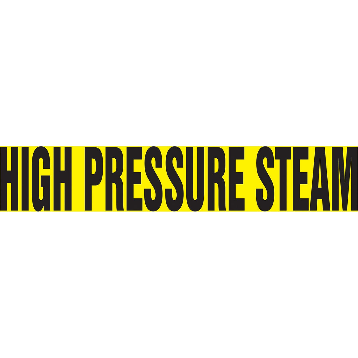 "High Pressure Steam" Pipe Marker, Self-Adhesive, 1" H x 8" W, Black on Yellow