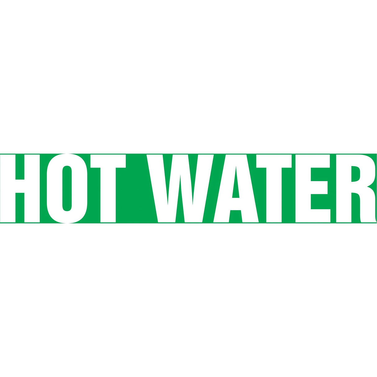 "Hot Water" Pipe Marker, Self-Adhesive, 1-1/2" H x 8" W, White on Green