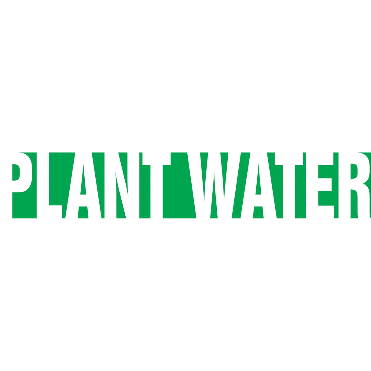 "Plant Water" Pipe Marker, Self-Adhesive, 1" H x 8" W, White on Green