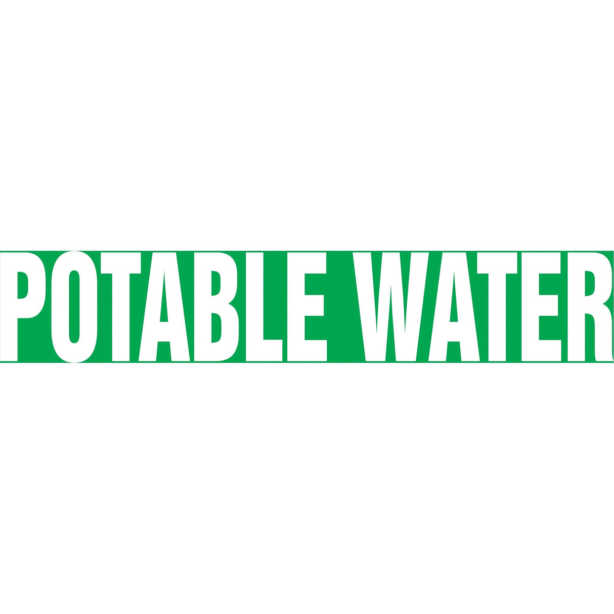 "Potable Water" Pipe Marker, Self-Adhesive, 1" H x 8" W, White on Green