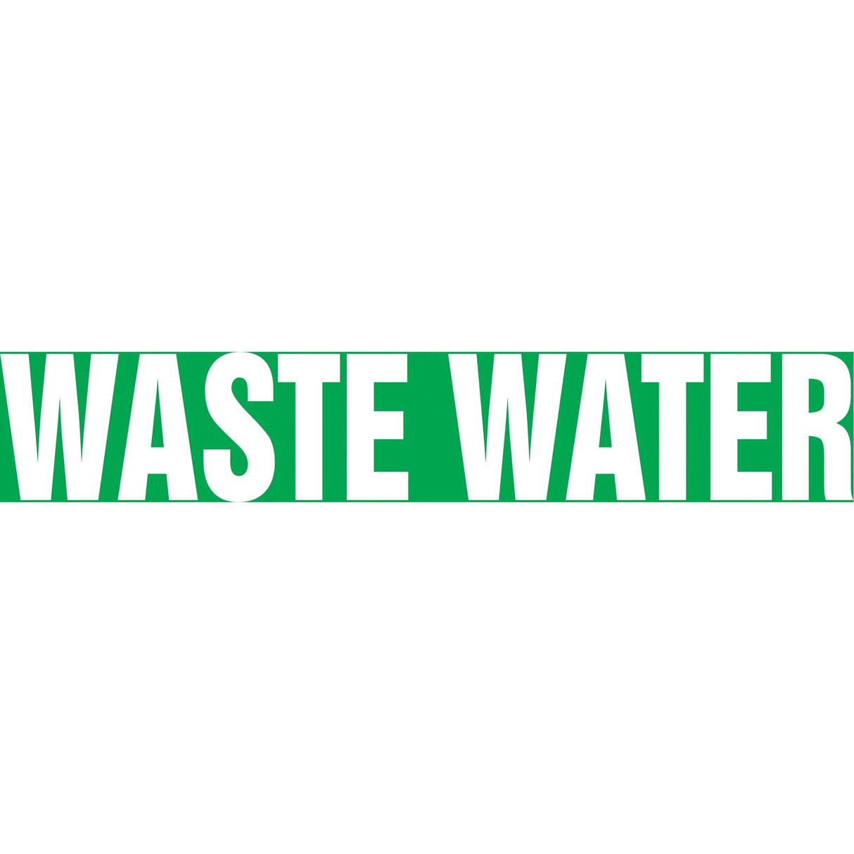 "Waste Water" Pipe Marker, Self-Adhesive, 1-1/2" H x 8" W, White on Green