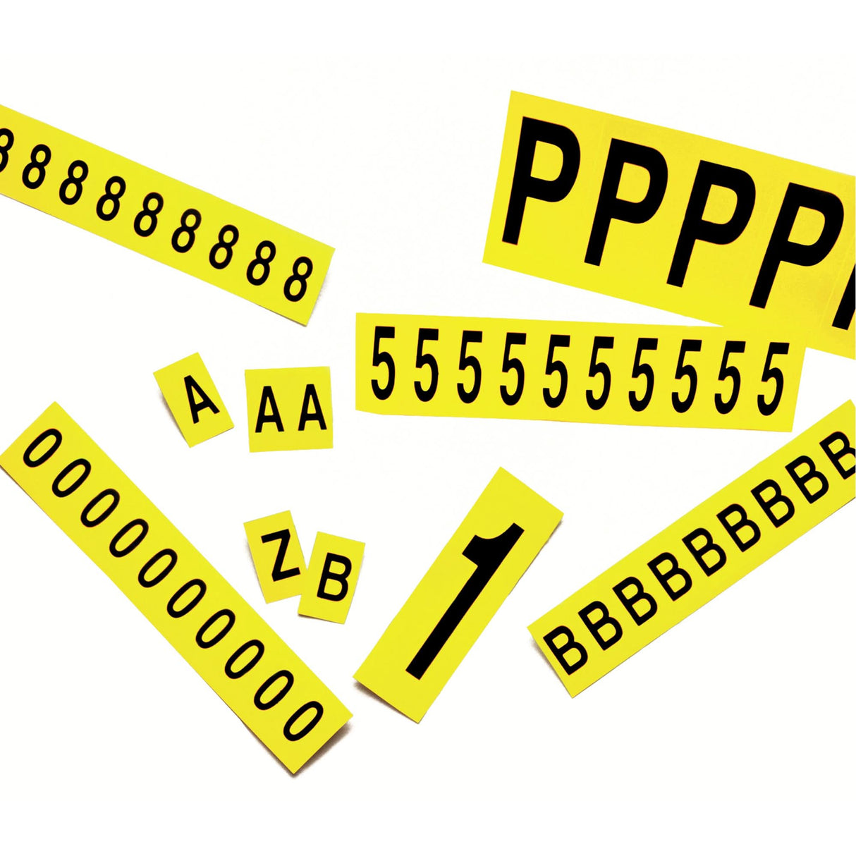 Individual Adhesive Letter Markers, L, 1-15/16" H, Black on Yellow