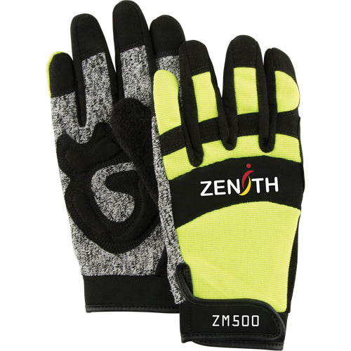 ZM500 High-Visibility Cut-Resistant Mechanic's Gloves, HPPE Palm, Size X-Large
