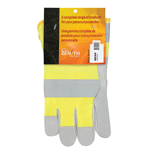 Orange High-Visibility Winter-Lined Fitters Gloves, Large, Split Cowhide Palm, Thinsulate™ Inner Lining