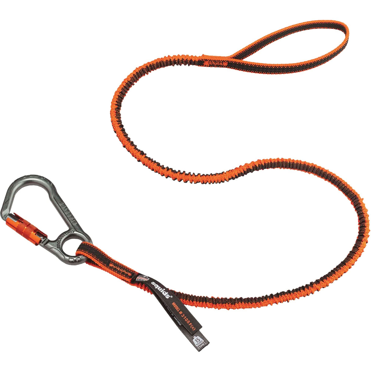 Squids® 3108F(x) Locking Tool Lanyard, Bungee, Carabiner/Loop