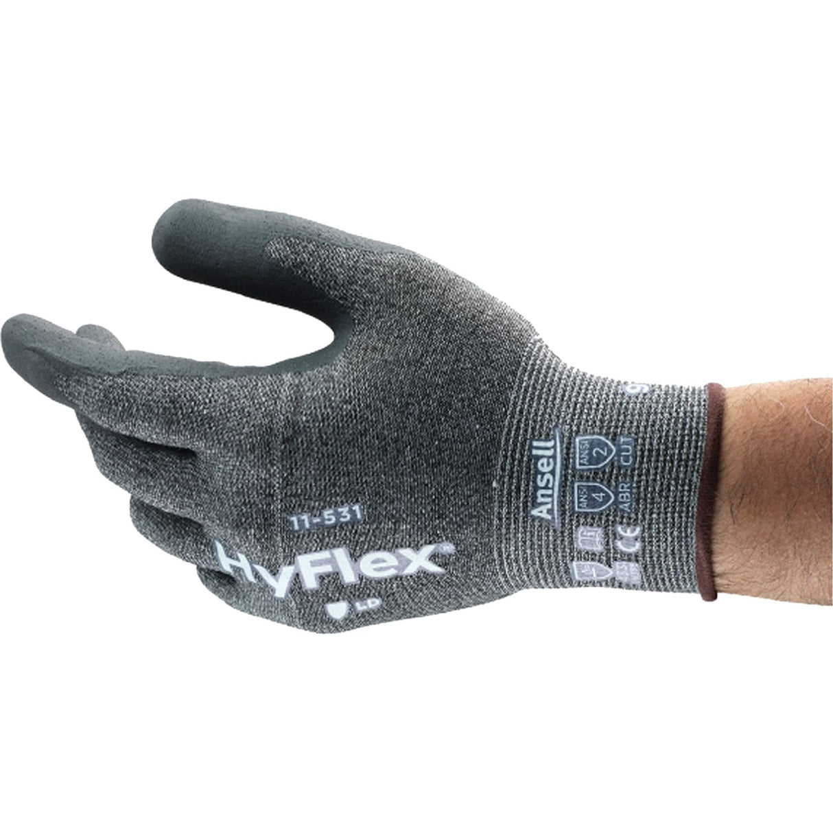 Hyflex® Cut-Resistant Coated Glove, 6, Nitrile Coating, 18 Gauge, Nylon Shell