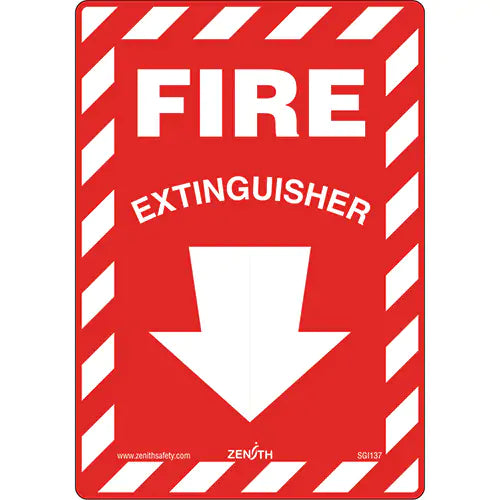 Fire Extinguisher Safety Sign, 10" x 7", Vinyl, English with Pictogram