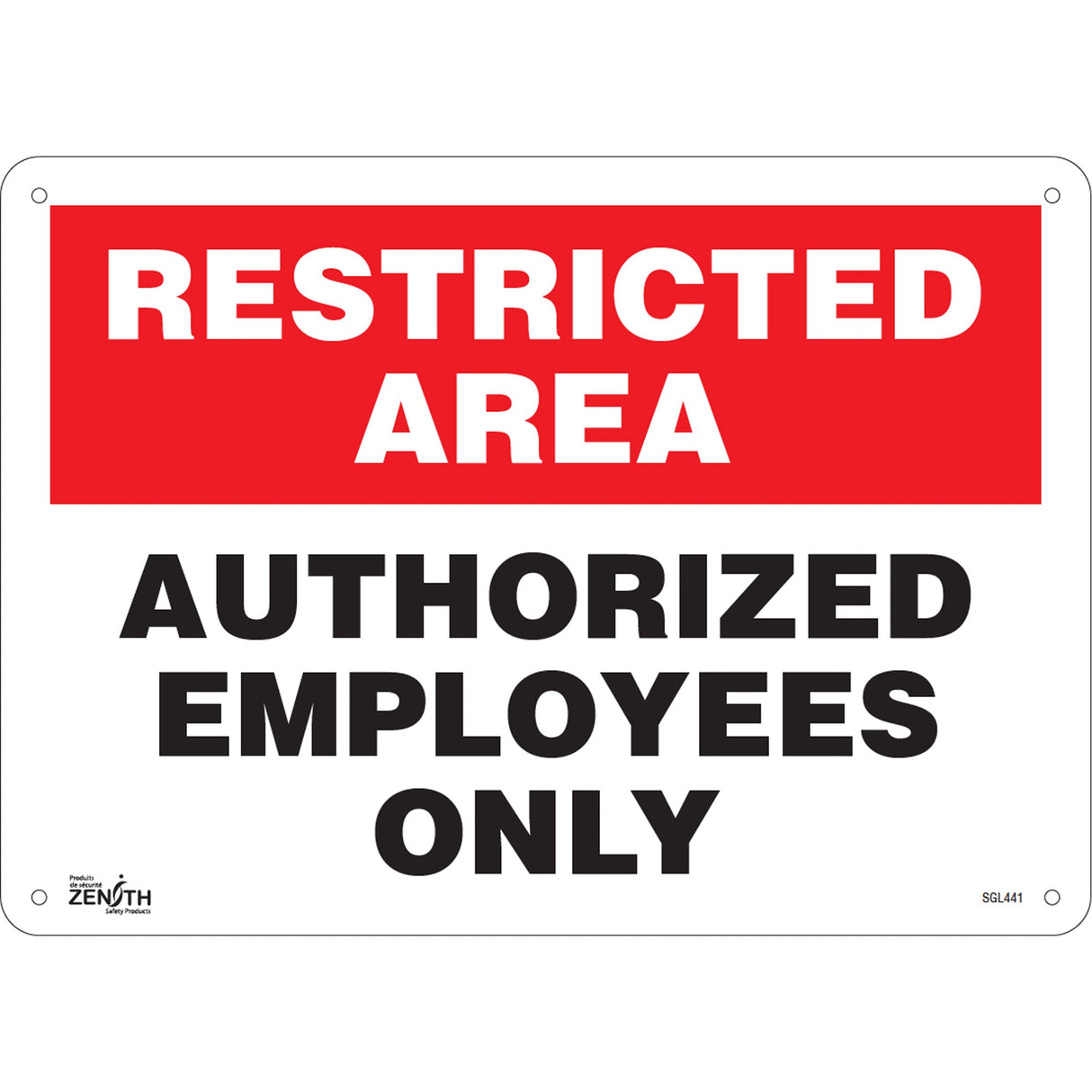 "Authorized Personnel Only" Sign, 10" x 14", Plastic, English