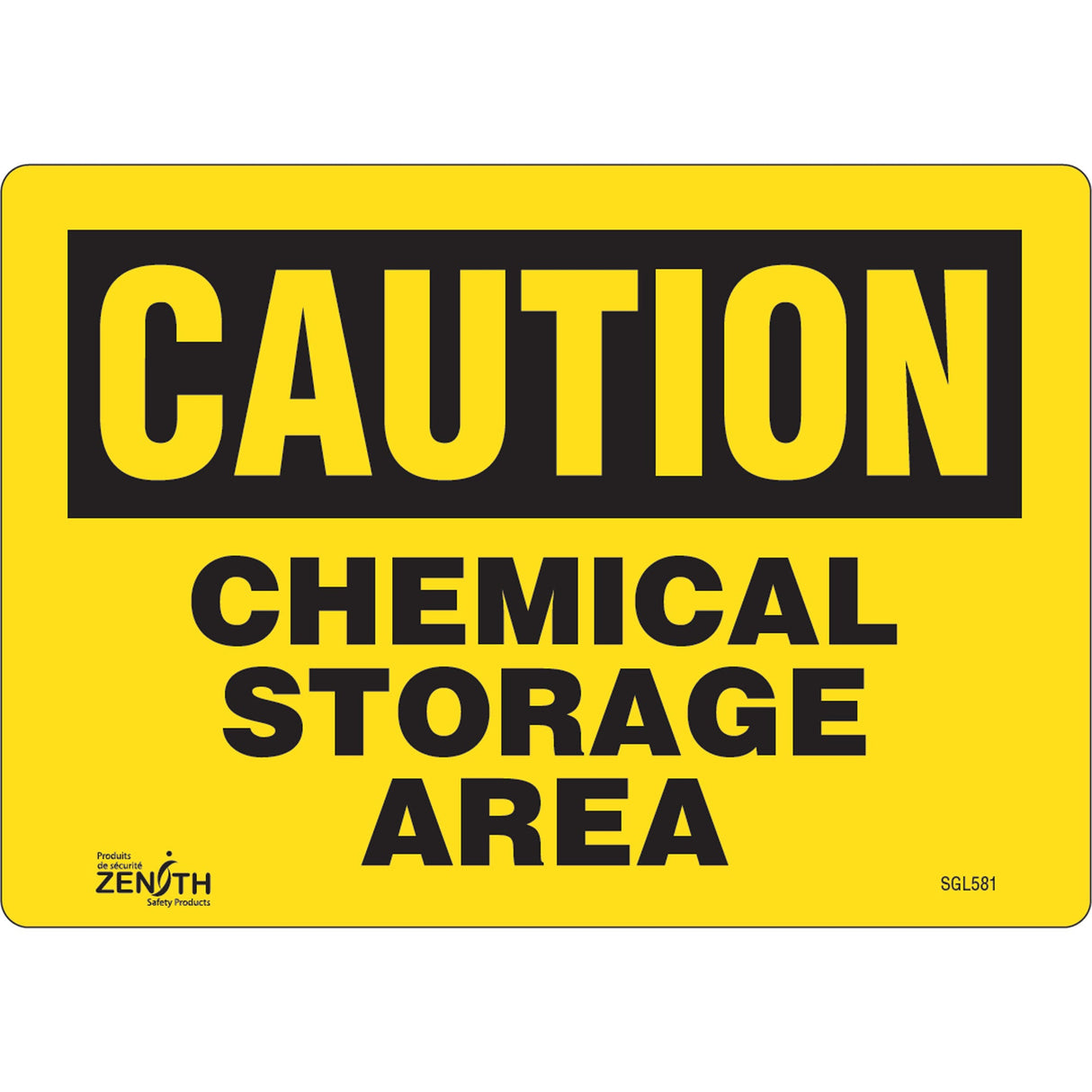 "Chemical Storage Area" Sign, 7" x 10", Vinyl, English