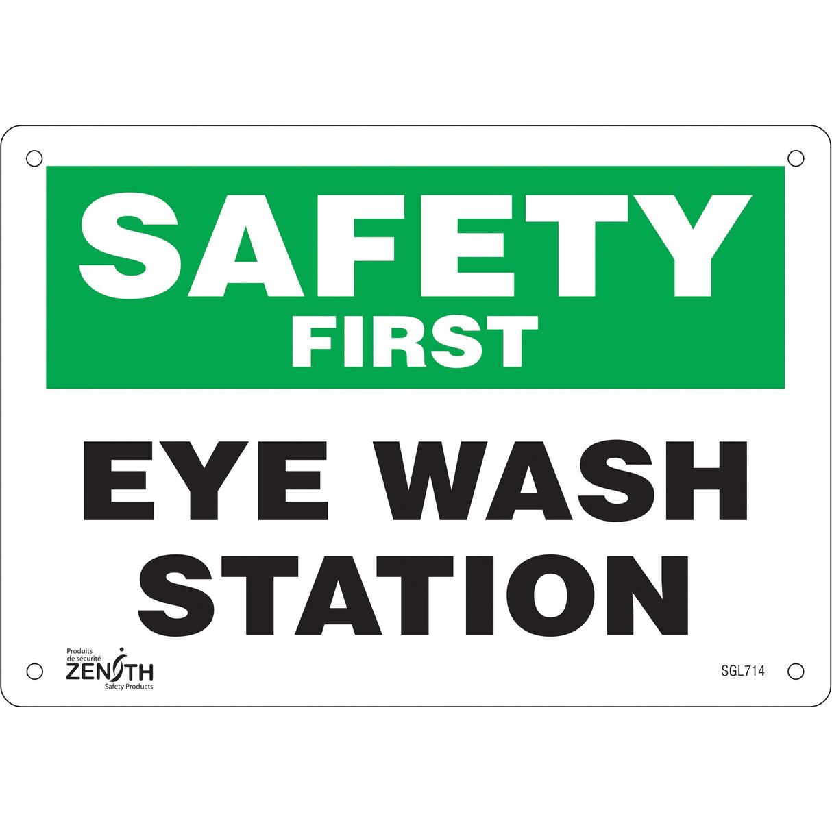 "Eye Wash Station" Sign, 7" x 10", Plastic, English