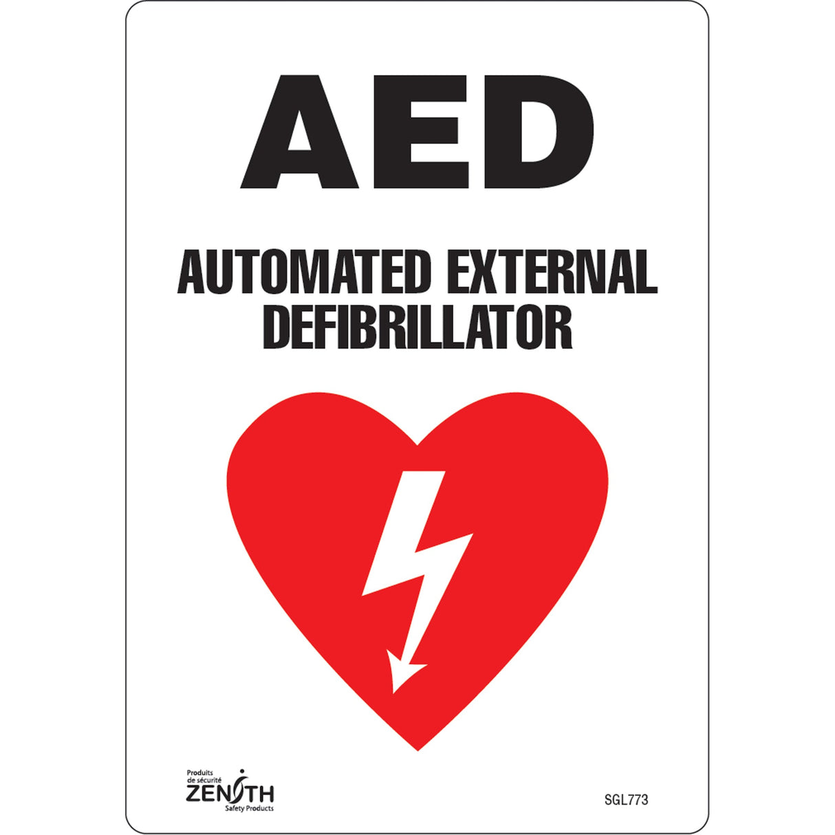 "AED Automated External Defibrillator" Sign