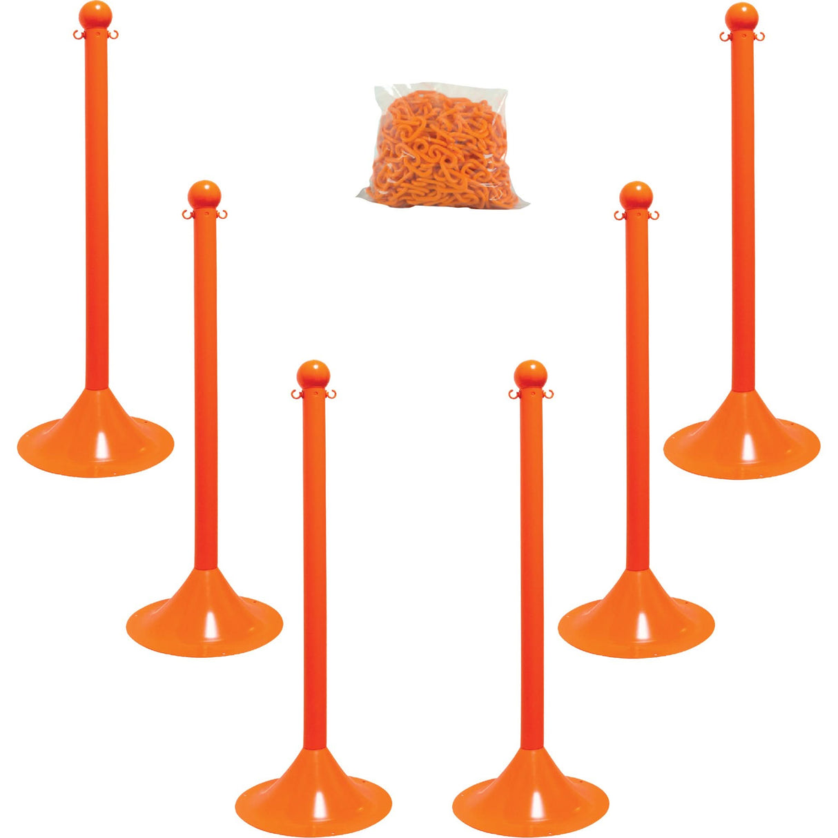 Light-Duty Stanchion & Chain Kit, 41" High, Orange
