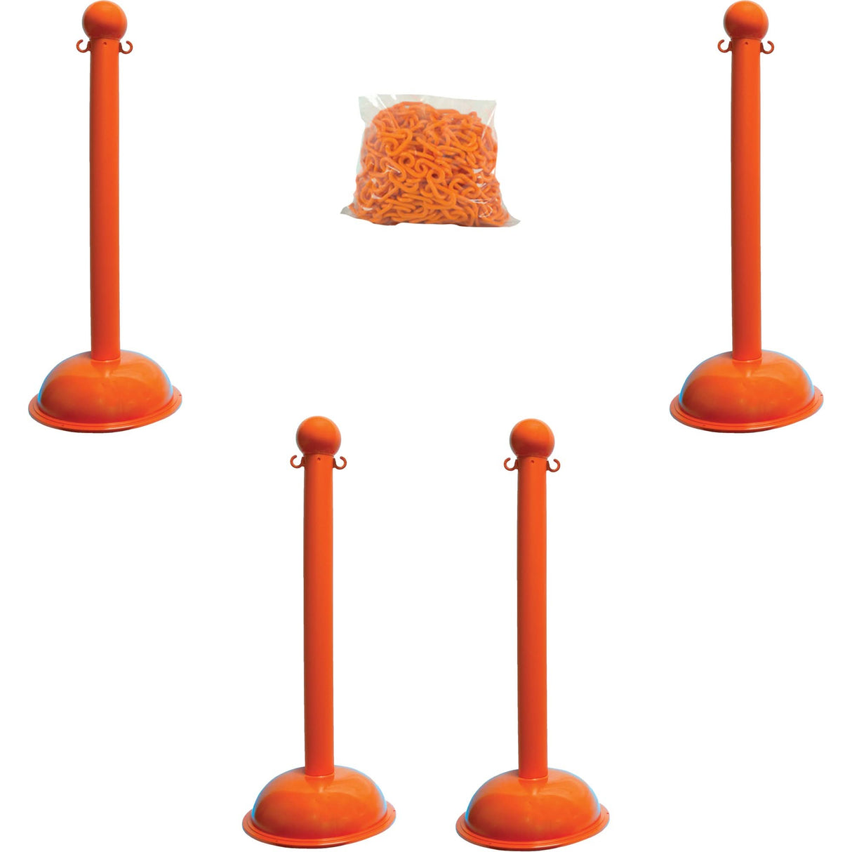 Heavy-Duty Stanchion & Chain Kit, 41" High, Orange