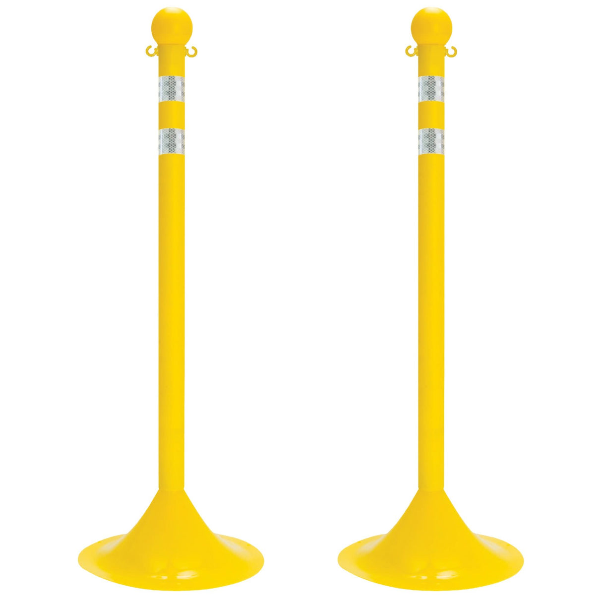 Light-Duty Reflective Stanchion Set, 41" High, Yellow