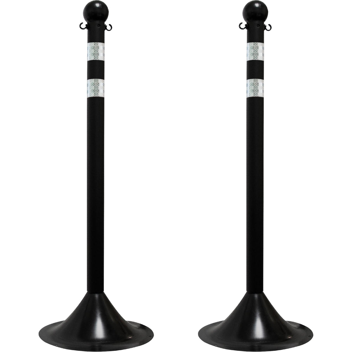 Light-Duty Reflective Stanchion Set, 41" High, Black