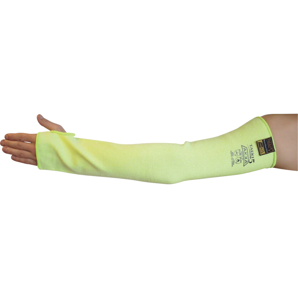 Cut Resistant Sleeve with Thumbhole, Taeki 5™, 22", ASTM ANSI Level A4/EN 388 Level 5, High Visibility Yellow