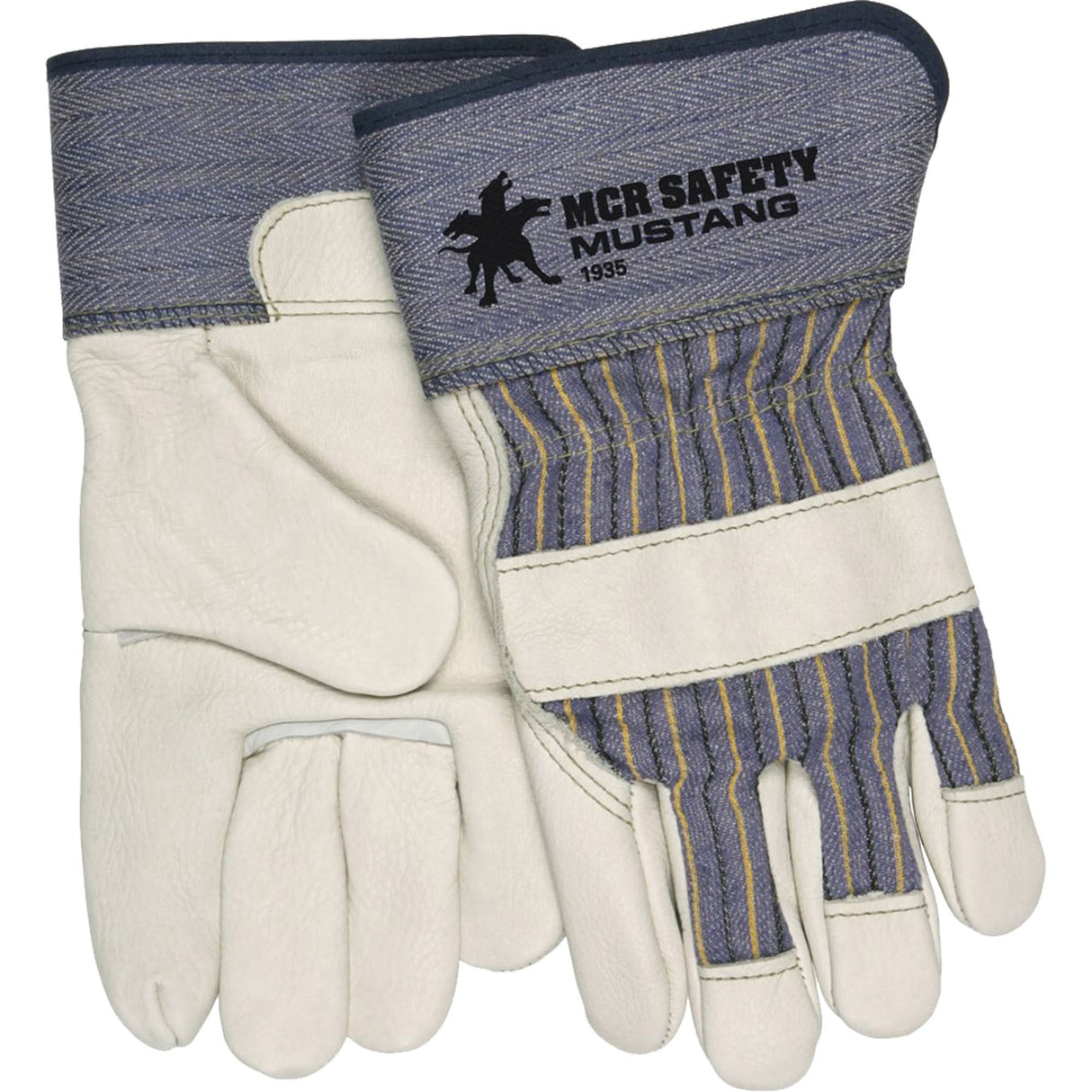 Mustang Fitters Gloves, Large, Grain Cowhide Palm, Fleece Inner Lining