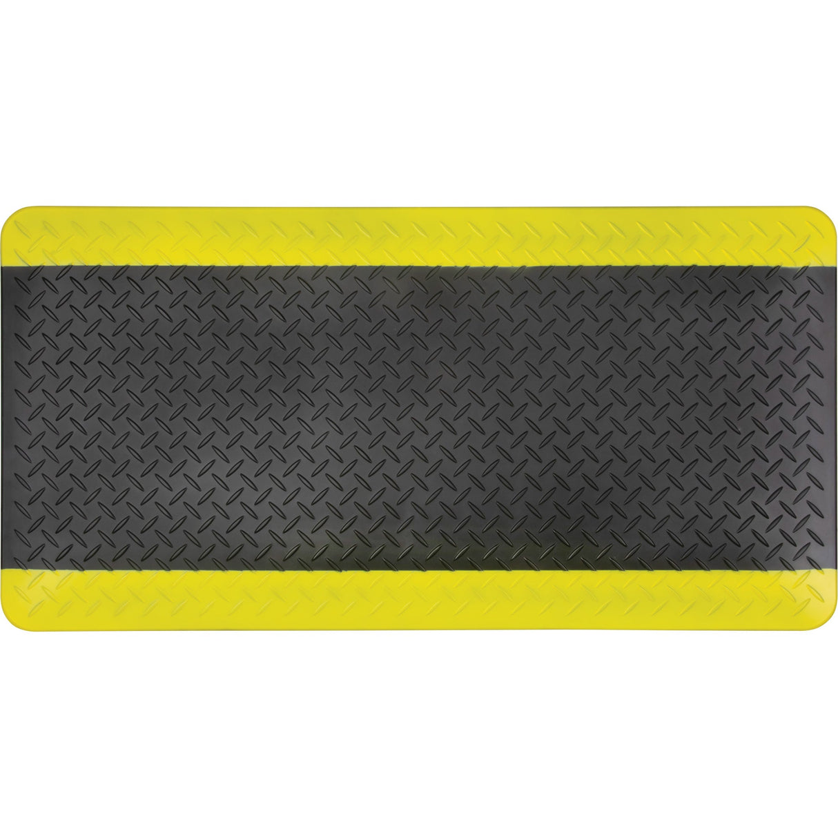 Anti-Fatigue Matting, Diamond, 1-2/3' x 3-1/4' x 3/4", Black/Yellow, Polyurethane