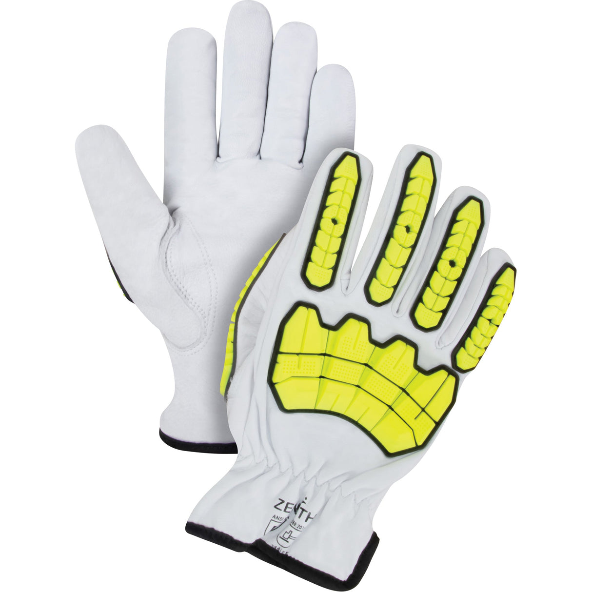 Impact & Cut Resistant Gloves, 2X-Large, Goatskin Palm, Driver Cuff