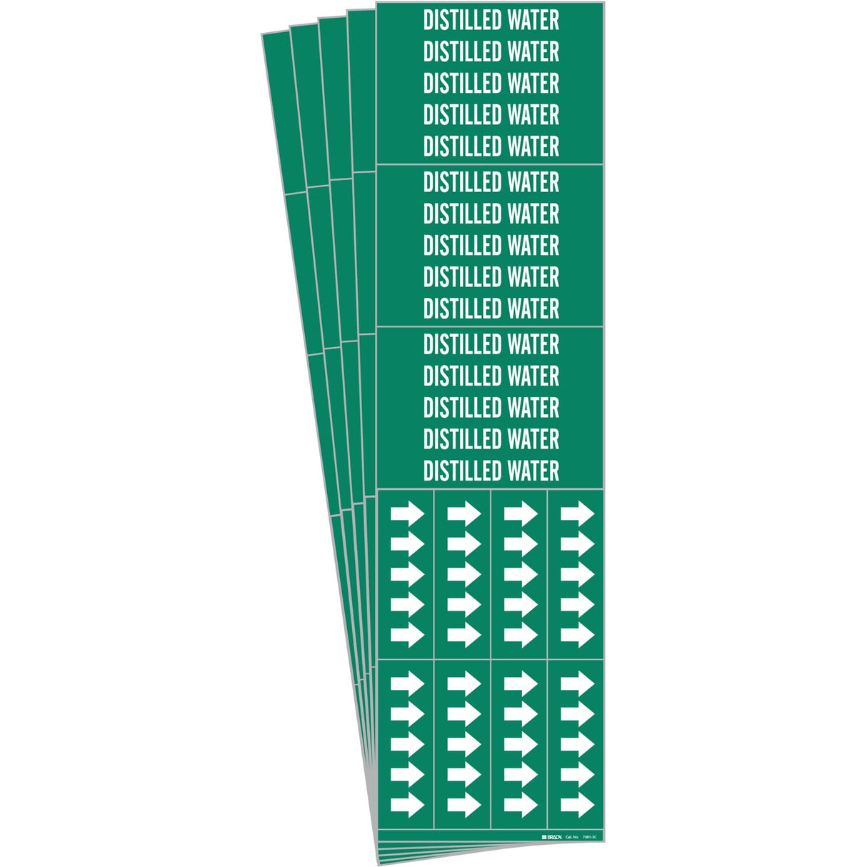 "Distilled Water" Pipe Markers, Self-Adhesive, 2-1/4" H x 2-3/4" W, White on Green