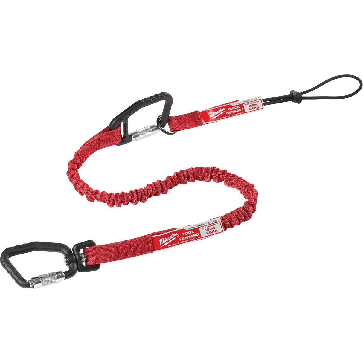 Quick-Connect Locking Tool Lanyard, Bungee, Carabiner/Loop