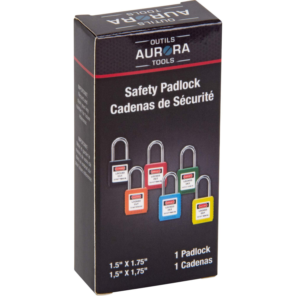 Lock for Lockouts, Safety Padlock, Keyed Different, Thermoplastic, 1-1/2" Width