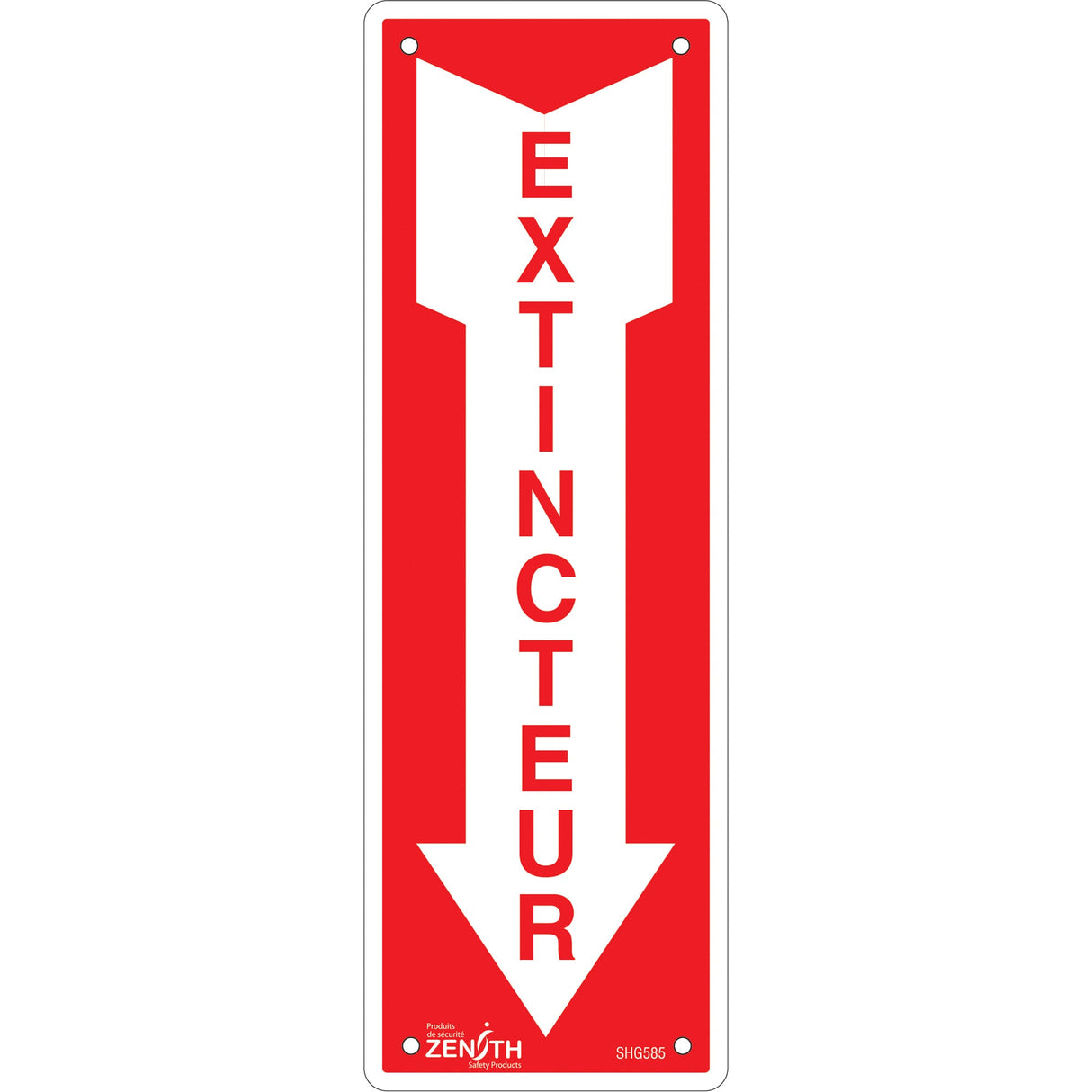 "Extincteur" Sign, 12" x 4", Plastic, French with Pictogram