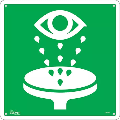 Eye Wash CSA Standard Safety Sign, 12" x 12", Aluminum, Pictogram