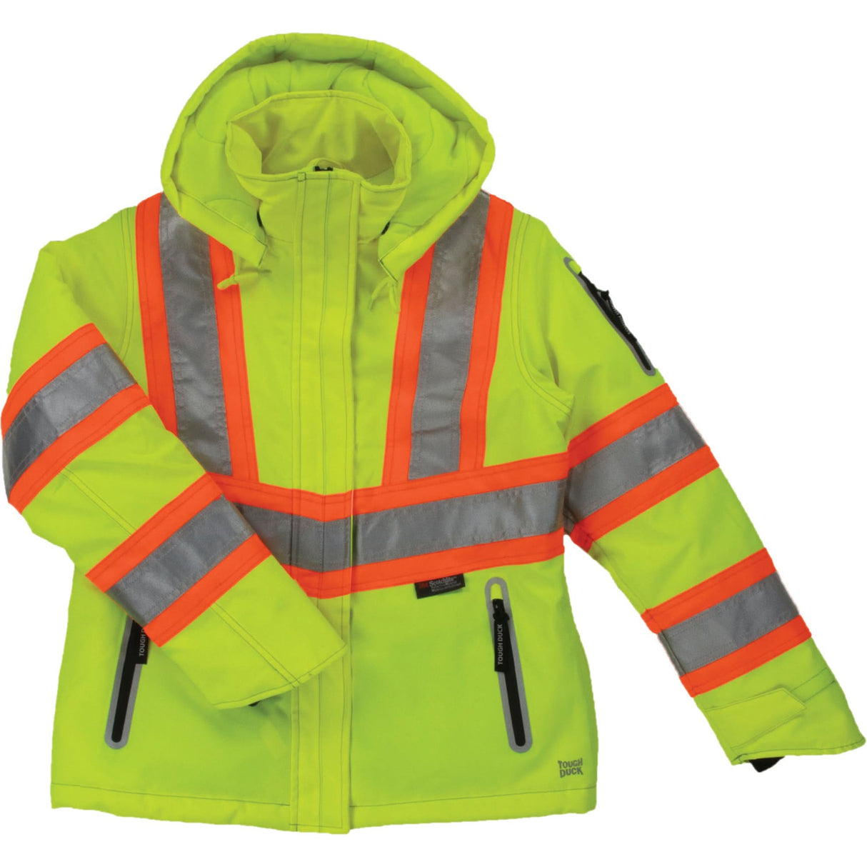 Women’s Insulated Flex Safety Jacket, Polyester, High Visibility Lime-Yellow, Medium