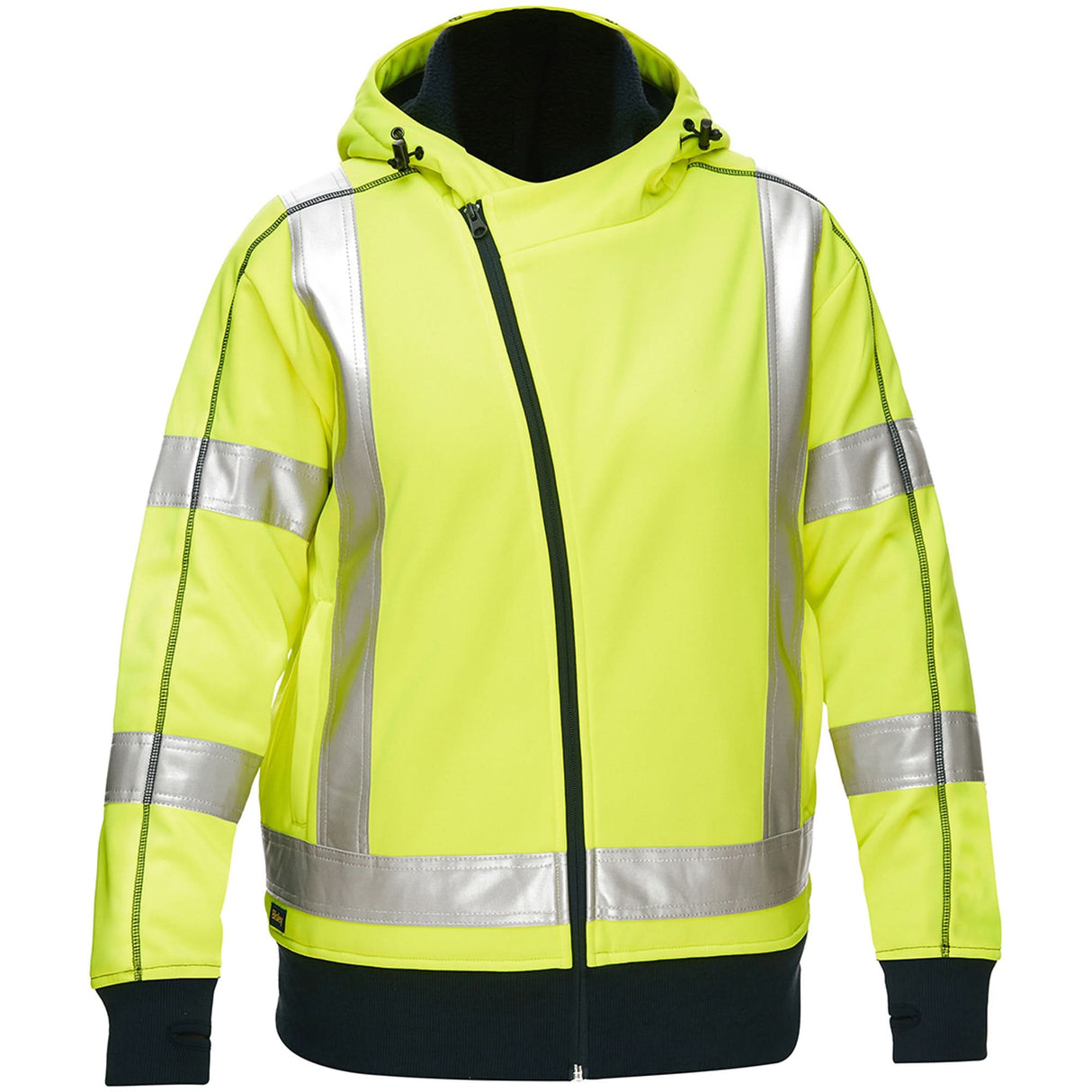 Bisley® X-Back Women's Contoured Full Zip Hooded Sweatshirt with Sherpa Lining, Small, High Visibility Lime-Yellow