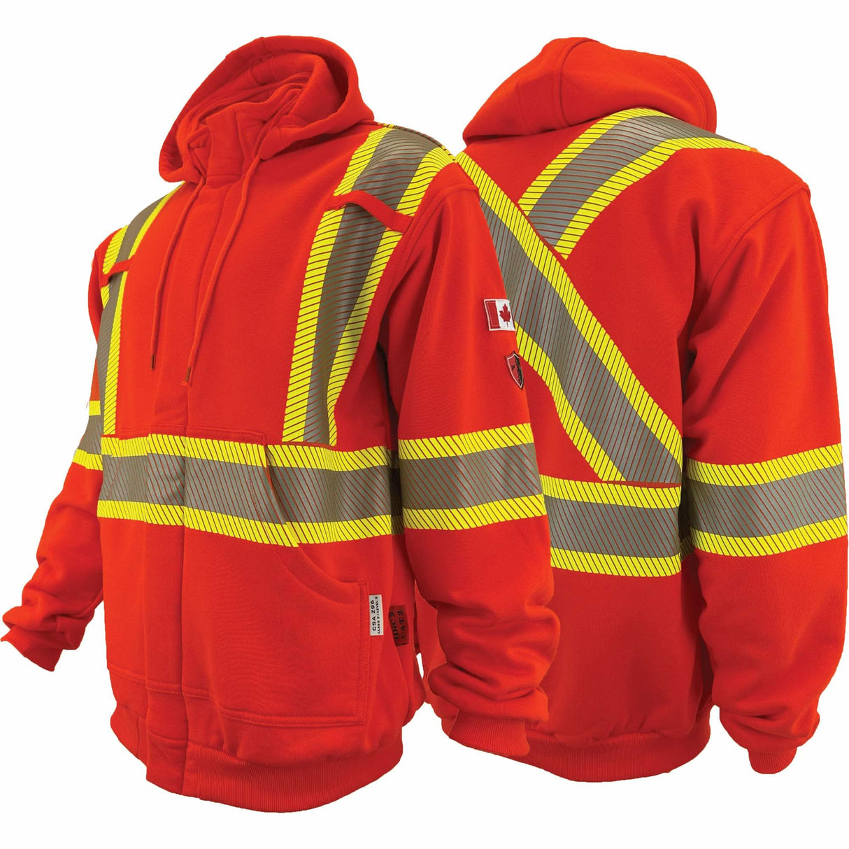 Atlas Guardian® FR/AR Full-Zip Hoodies, Men's, Medium, High Visibility Orange, 18 cal/cm²