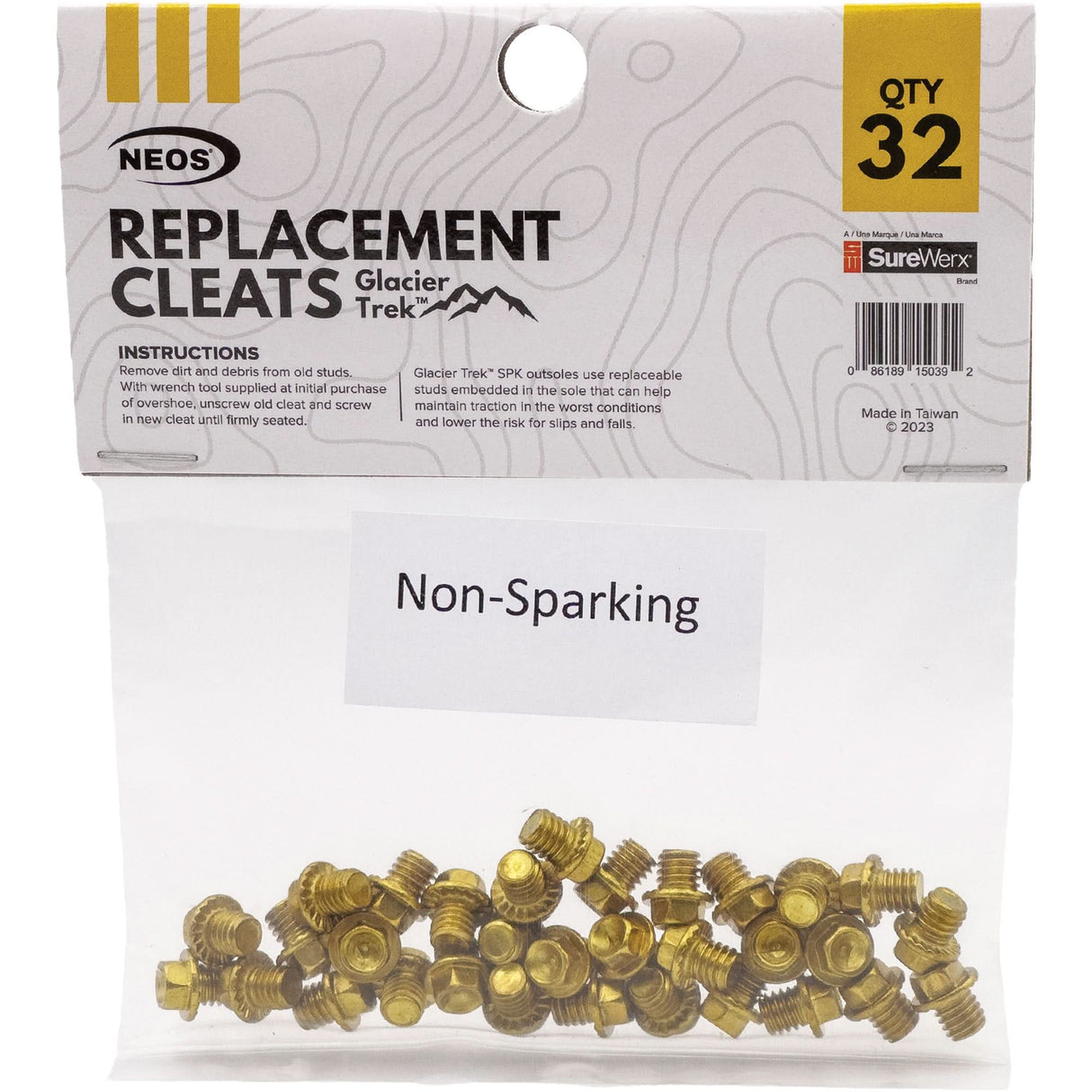 Glacier Trek Non-Sparking Replacement Cleats, Copper, Stud Traction, One Size