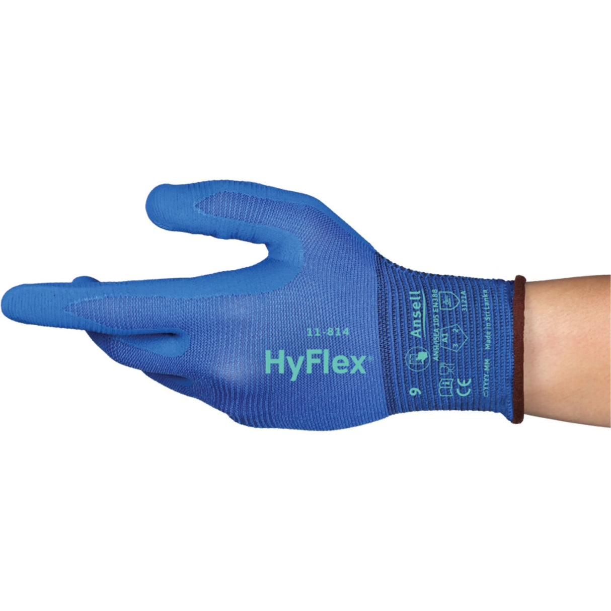 HyFlex® 11-814 Gloves, Size 5/2X-Small, 18 Gauge, Foam Nitrile Coated, Nylon/Spandex Shell, ASTM ANSI Level A1/EN 388 Level 1/EN 388 Level A