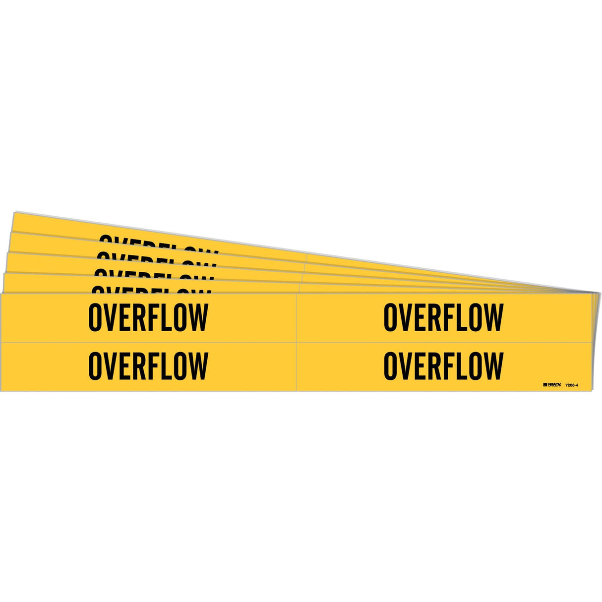 "Overflow" Pipe Markers, Self-Adhesive, 1-1/8" H x 7" W, Black on Yellow