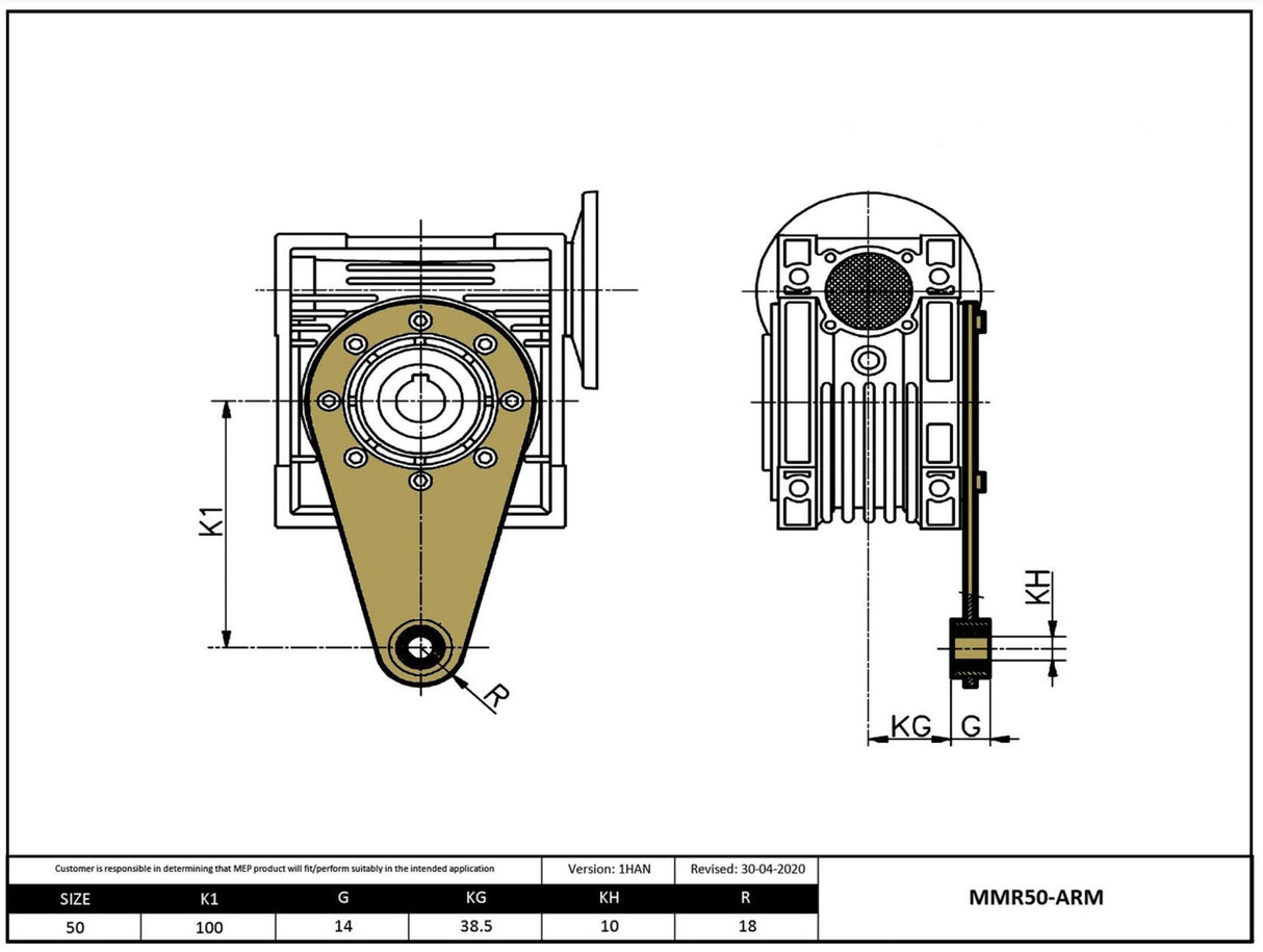 Size 50 Torque Arm Assembly