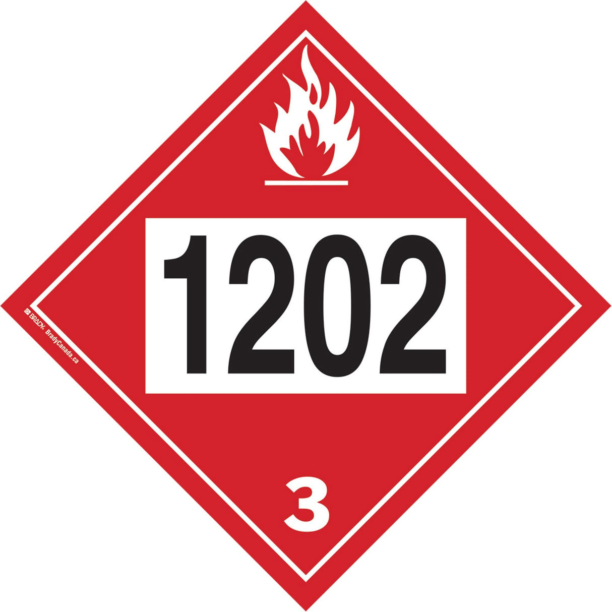 1202 Fuel Oil Flammable Liquid TDG Placard, Plastic